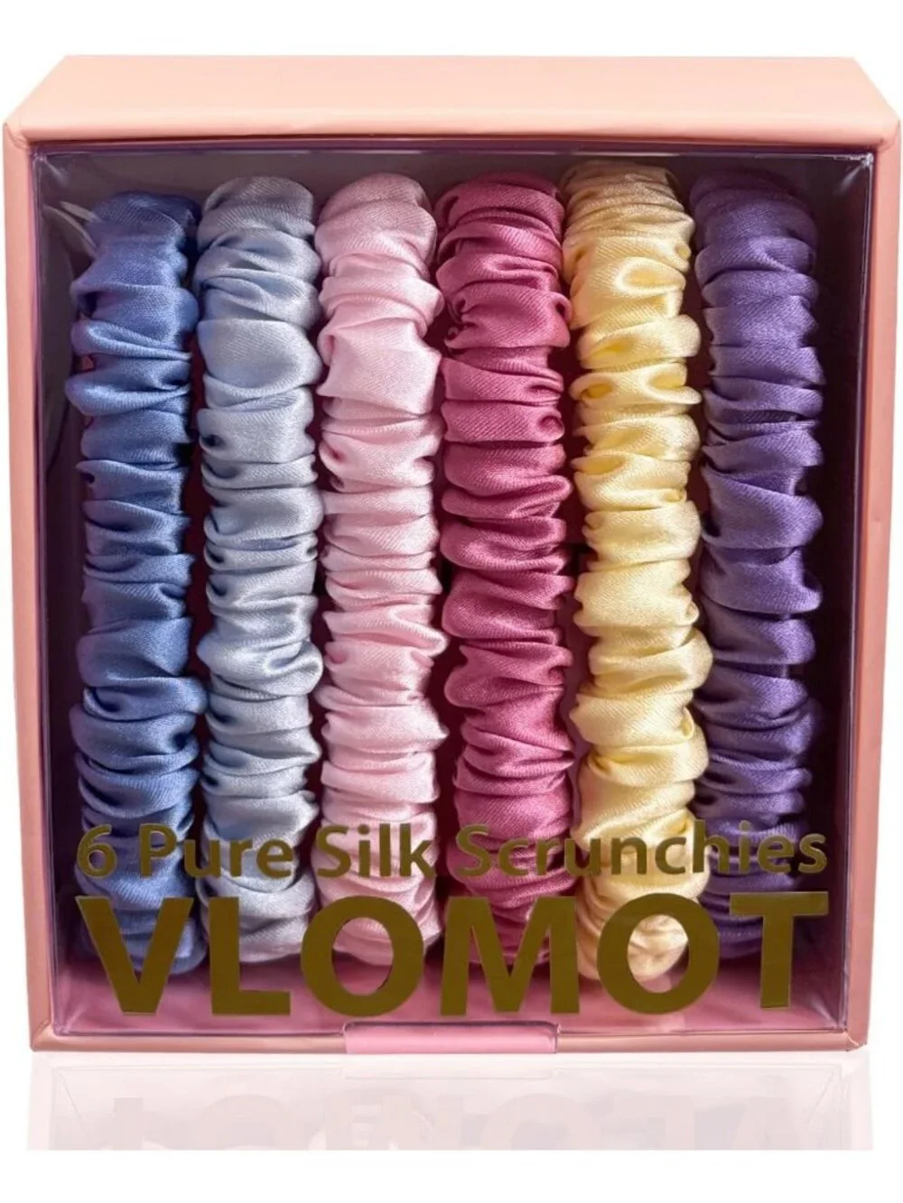 6 Pcs 100% Pure Mulberry Silk Hair Scrunchies Set - Soft Pastel Colors